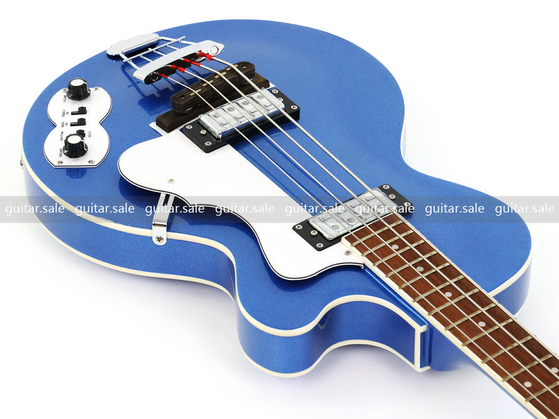 4 String LP Style Glossy Metallic Blue Electric Bass Guitar (PHY-101)