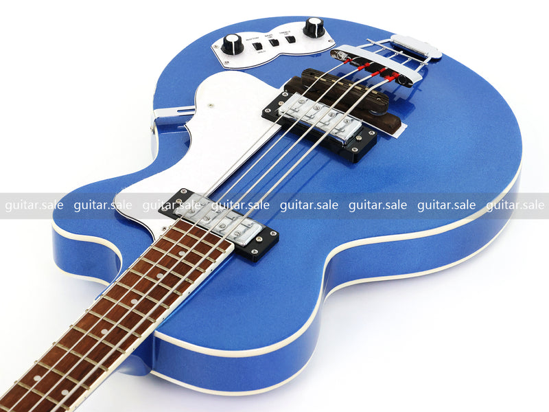 4 String LP Style Glossy Metallic Blue Electric Bass Guitar (PHY-101)