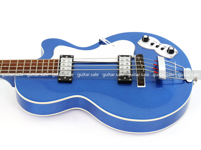 4 String LP Style Glossy Metallic Blue Electric Bass Guitar (PHY-101)