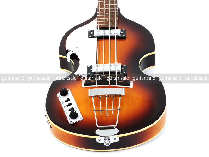 4 String Left Hand Vintage Violin-Shaped Semi Hollow Electric Bass Guitar (PNY-012)