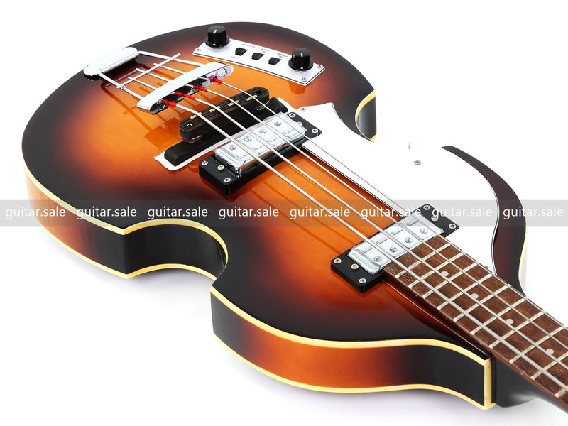 4 String Left Hand Vintage Violin-Shaped Semi Hollow Electric Bass Guitar (PNY-012)
