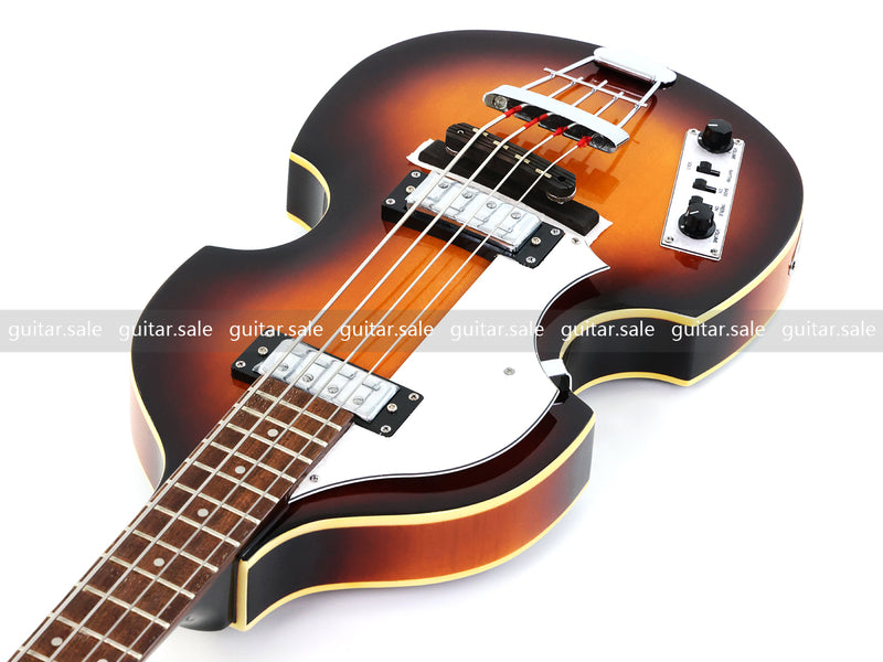 4 String Left Hand Vintage Violin-Shaped Semi Hollow Electric Bass Guitar (PNY-012)