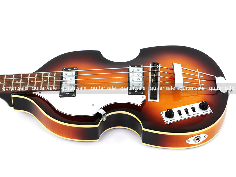 4 String Left Hand Vintage Violin-Shaped Semi Hollow Electric Bass Guitar (PNY-012)