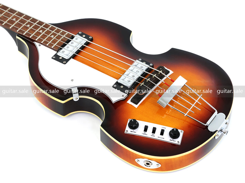 4 String Left Hand Vintage Violin-Shaped Semi Hollow Electric Bass Guitar (PNY-012)