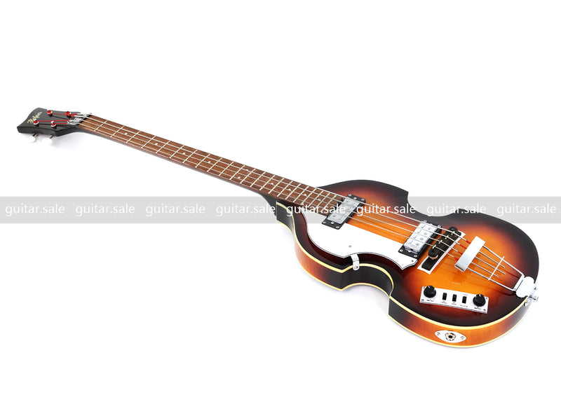 4 String Left Hand Vintage Violin-Shaped Semi Hollow Electric Bass Guitar (PNY-012)