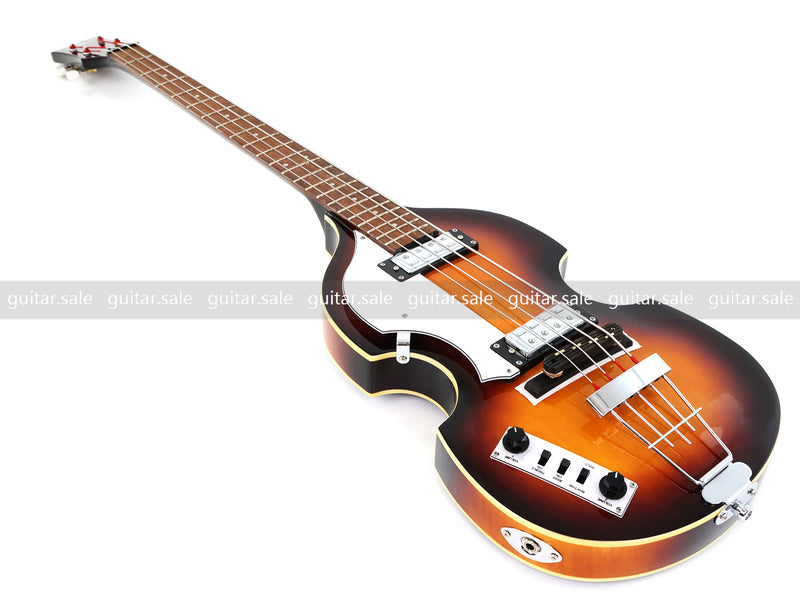 4 String Left Hand Vintage Violin-Shaped Semi Hollow Electric Bass Guitar (PNY-012)