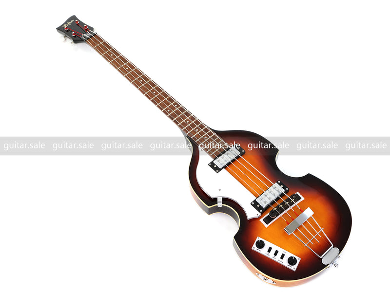 4 String Left Hand Vintage Violin-Shaped Semi Hollow Electric Bass Guitar (PNY-012)