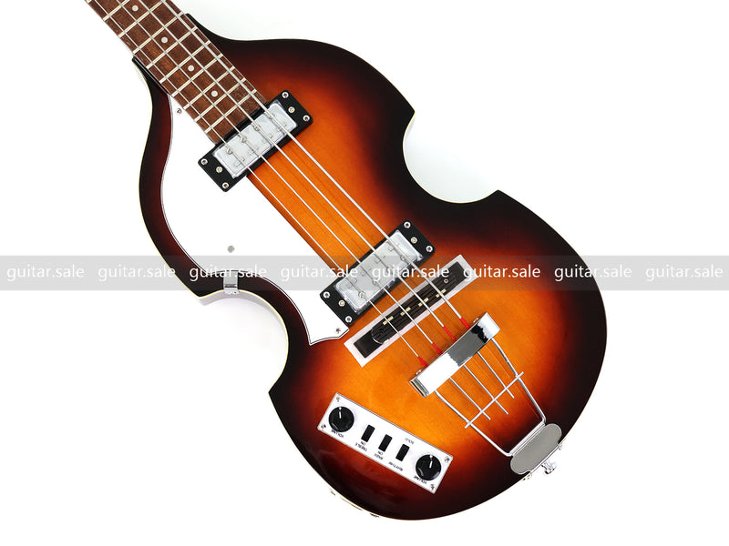 4 String Left Hand Vintage Violin-Shaped Semi Hollow Electric Bass Guitar (PNY-012)