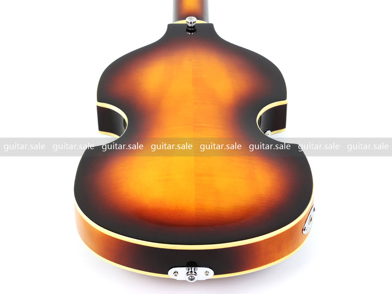 4 String Left Hand Vintage Violin-Shaped Semi Hollow Electric Bass Guitar (PNY-012)