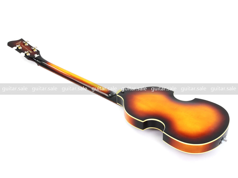 4 String Left Hand Vintage Violin-Shaped Semi Hollow Electric Bass Guitar (PNY-012)