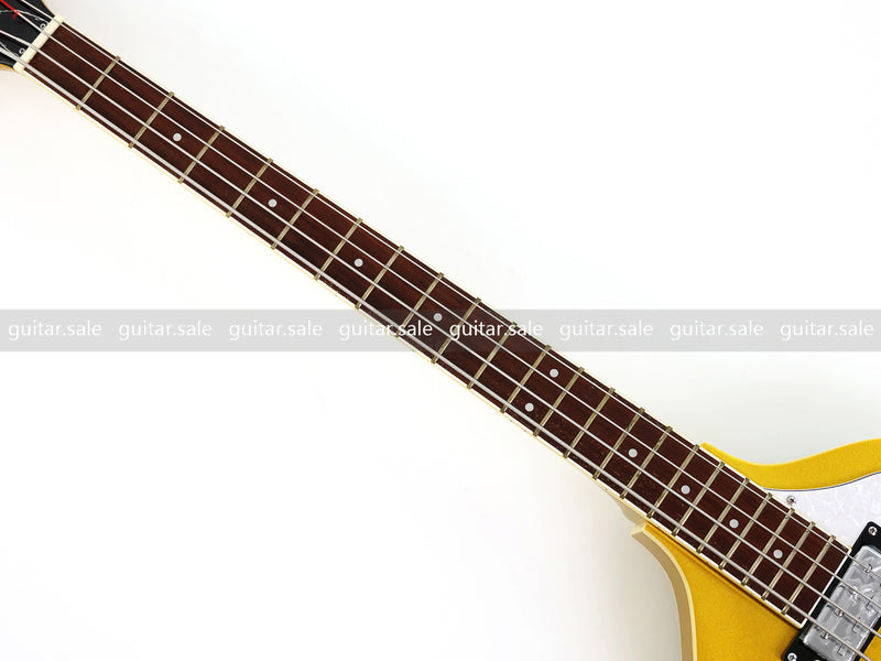 4 String Semi-Hollow Violin Electric Bass Guitar with Gold Metallic Sparkling Finish (PHY-107)