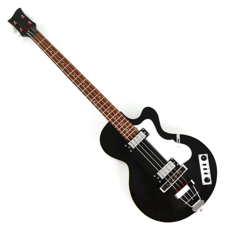 4 String Semi Hollow Archtop Electric Bass Guitar with Gloss Black Finish (PHF-128)