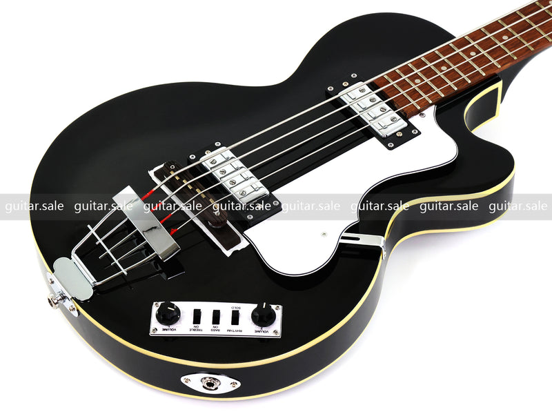 4 String Semi Hollow Archtop Electric Bass Guitar with Gloss Black Finish (PHF-128)