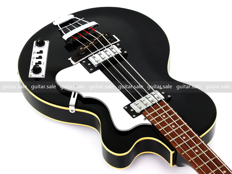4 String Semi Hollow Archtop Electric Bass Guitar with Gloss Black Finish (PHF-128)