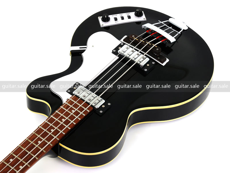 4 String Semi Hollow Archtop Electric Bass Guitar with Gloss Black Finish (PHF-128)