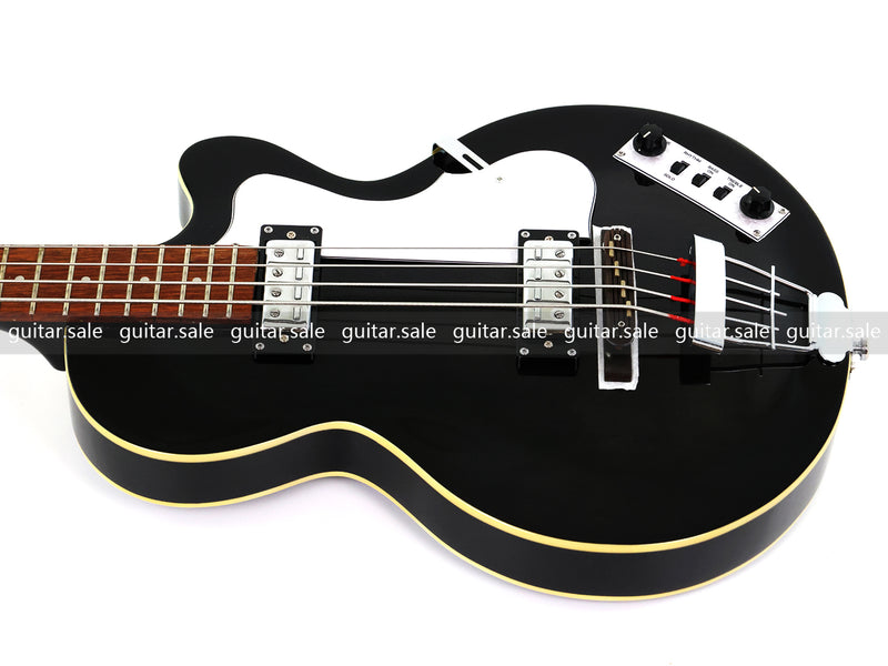 4 String Semi Hollow Archtop Electric Bass Guitar with Gloss Black Finish (PHF-128)