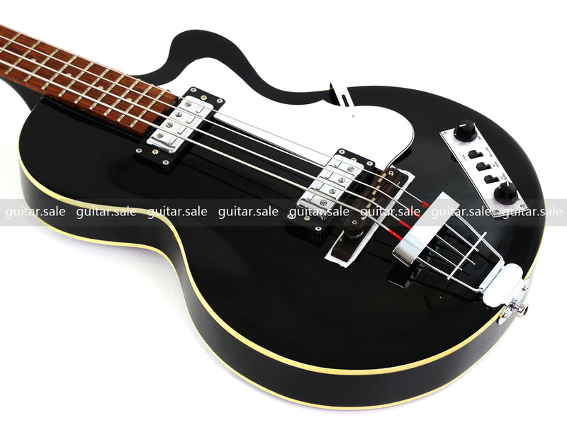 4 String Semi Hollow Archtop Electric Bass Guitar with Gloss Black Finish (PHF-128)