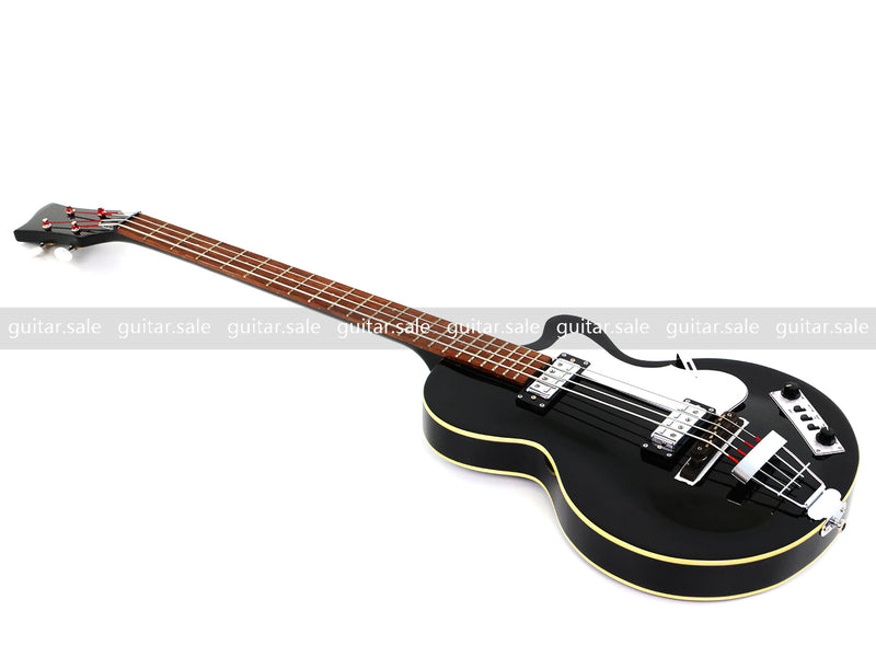 4 String Semi Hollow Archtop Electric Bass Guitar with Gloss Black Finish (PHF-128)