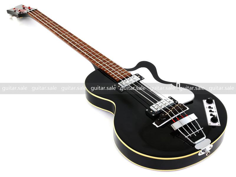4 String Semi Hollow Archtop Electric Bass Guitar with Gloss Black Finish (PHF-128)