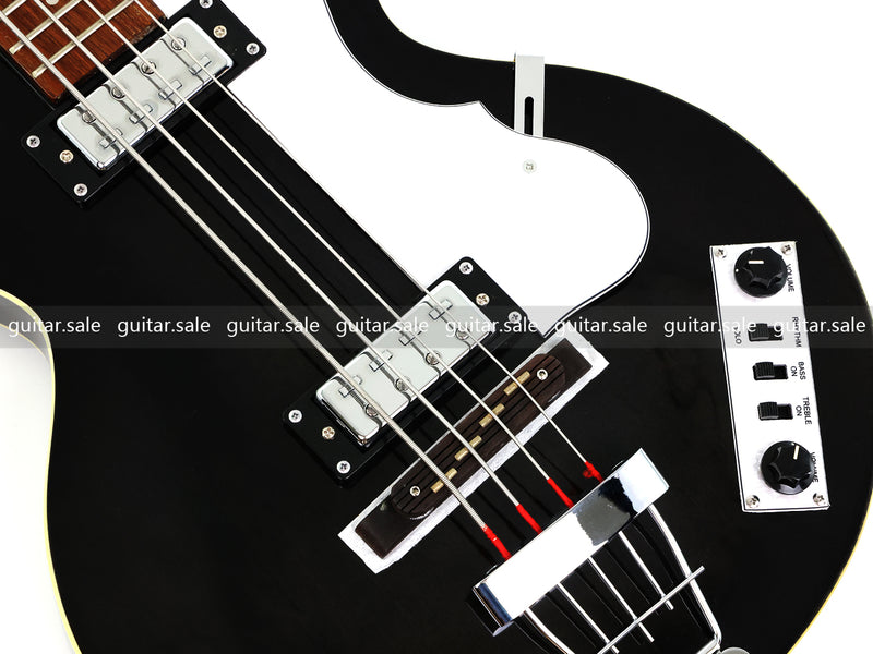 4 String Semi Hollow Archtop Electric Bass Guitar with Gloss Black Finish (PHF-128)