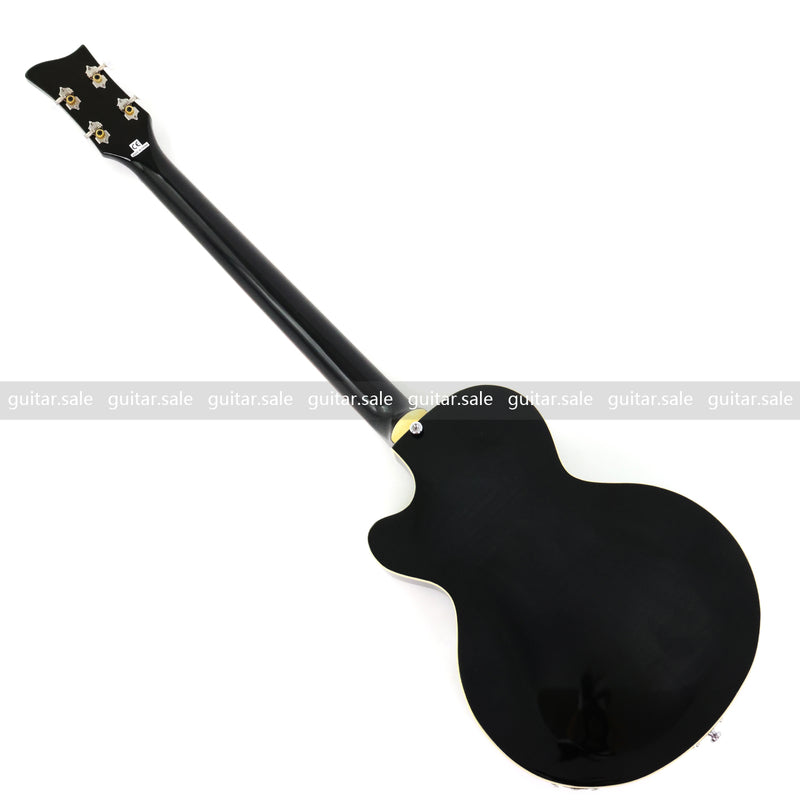 4 String Semi Hollow Archtop Electric Bass Guitar with Gloss Black Finish (PHF-128)