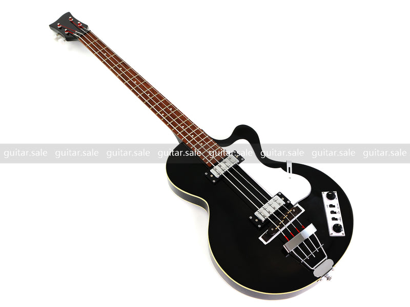 4 String Semi Hollow Archtop Electric Bass Guitar with Gloss Black Finish (PHF-128)