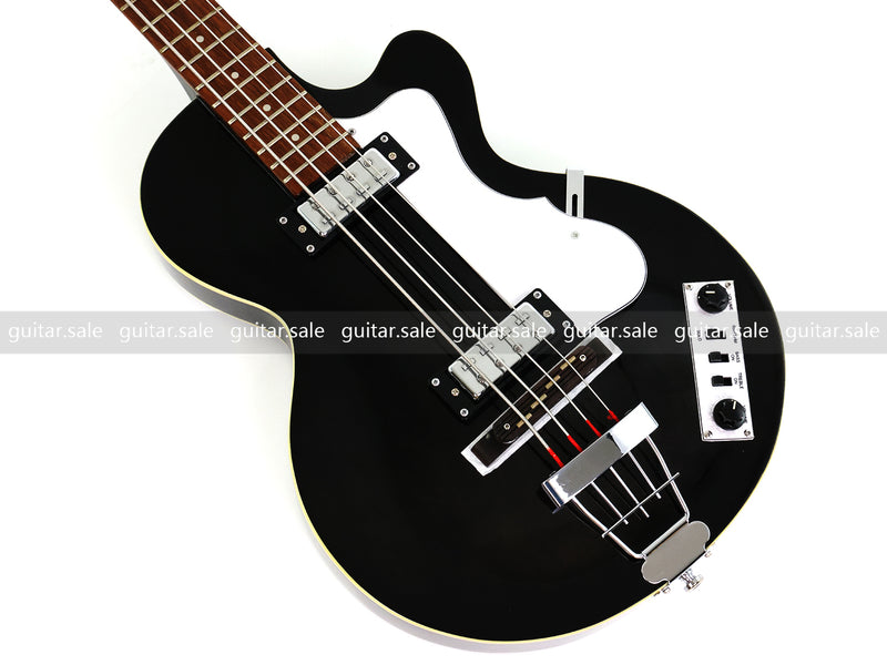 4 String Semi Hollow Archtop Electric Bass Guitar with Gloss Black Finish (PHF-128)