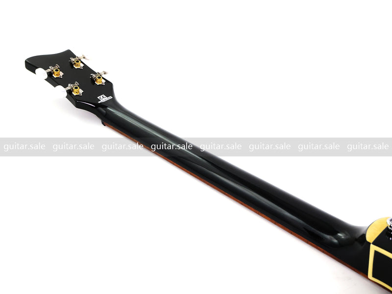 4 String Semi Hollow Archtop Electric Bass Guitar with Gloss Black Finish (PHF-128)