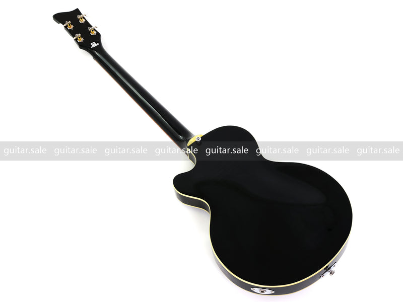 4 String Semi Hollow Archtop Electric Bass Guitar with Gloss Black Finish (PHF-128)