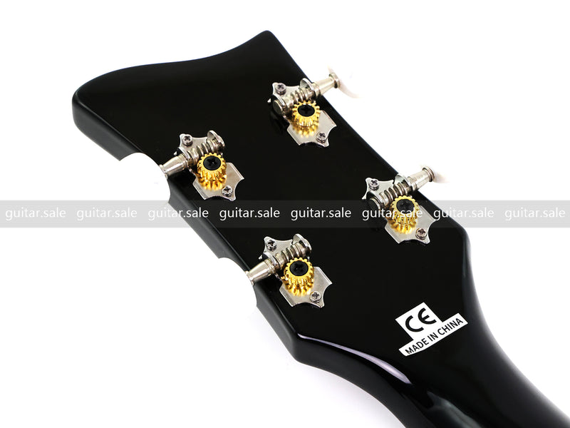 4 String Semi Hollow Archtop Electric Bass Guitar with Gloss Black Finish (PHF-128)