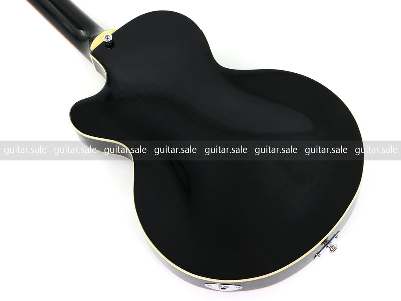 4 String Semi Hollow Archtop Electric Bass Guitar with Gloss Black Finish (PHF-128)