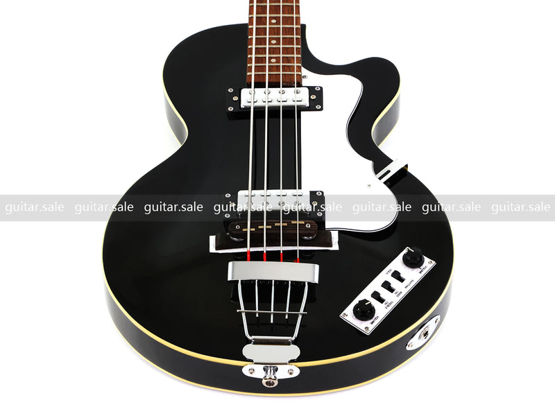 4 String Semi Hollow Archtop Electric Bass Guitar with Gloss Black Finish (PHF-128)