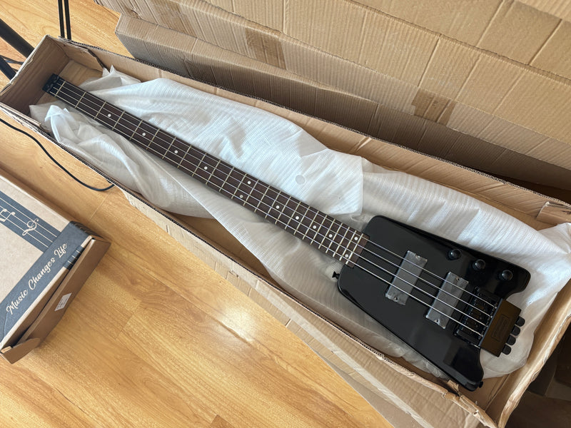 4 String Headless Electric Bass Guitar with Gloss Black Finish (GKS-079)