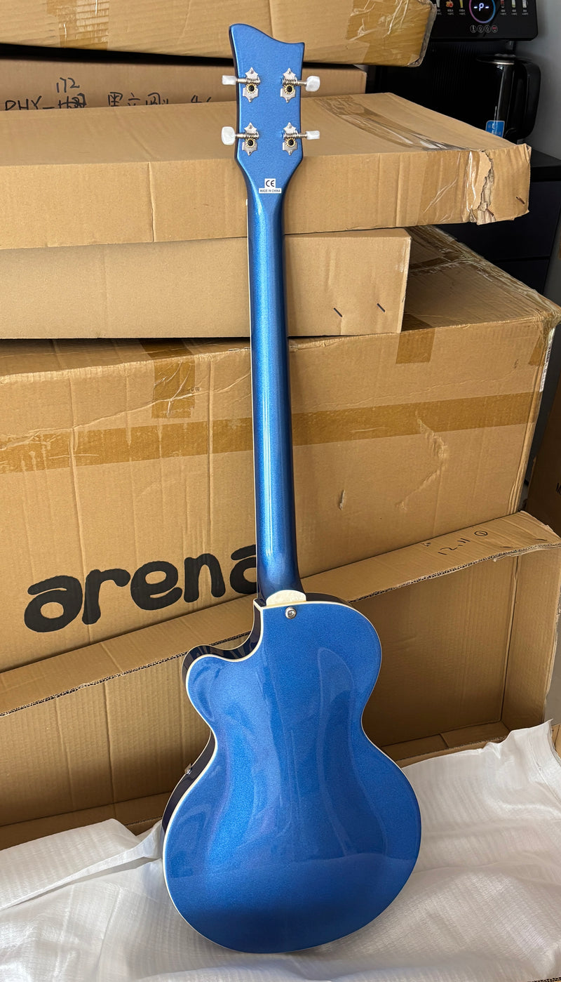 4 String LP Style Glossy Metallic Blue Electric Bass Guitar (PHY-101)
