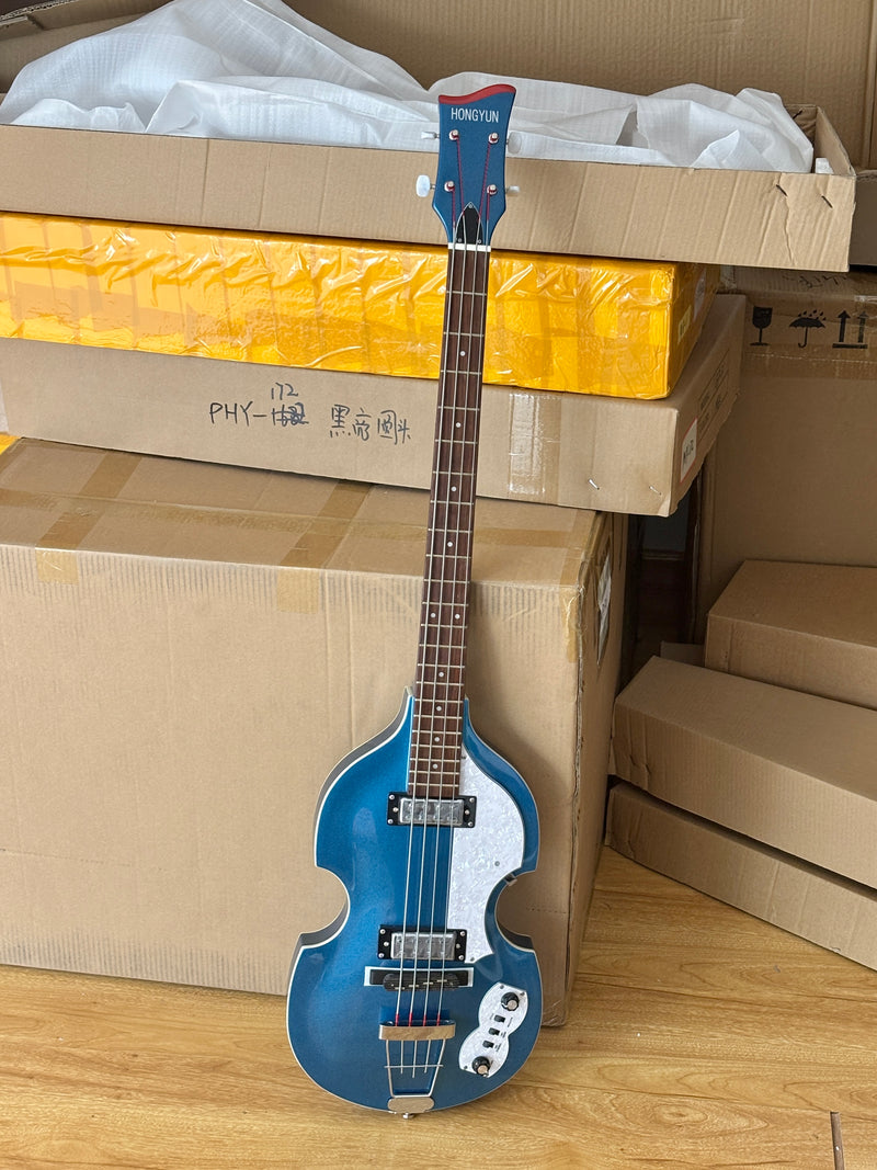 4 String Semi-Hollow Violin Electric Bass Guitar with Metallic Sparkling Finish (PHY-109)