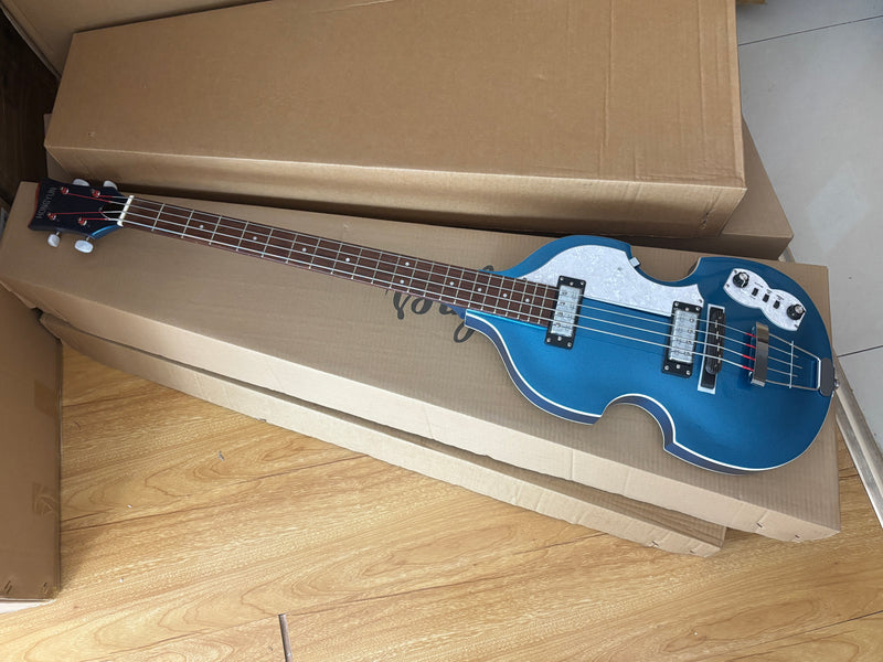 4 String Semi-Hollow Violin Electric Bass Guitar with Metallic Sparkling Finish (PHY-109)