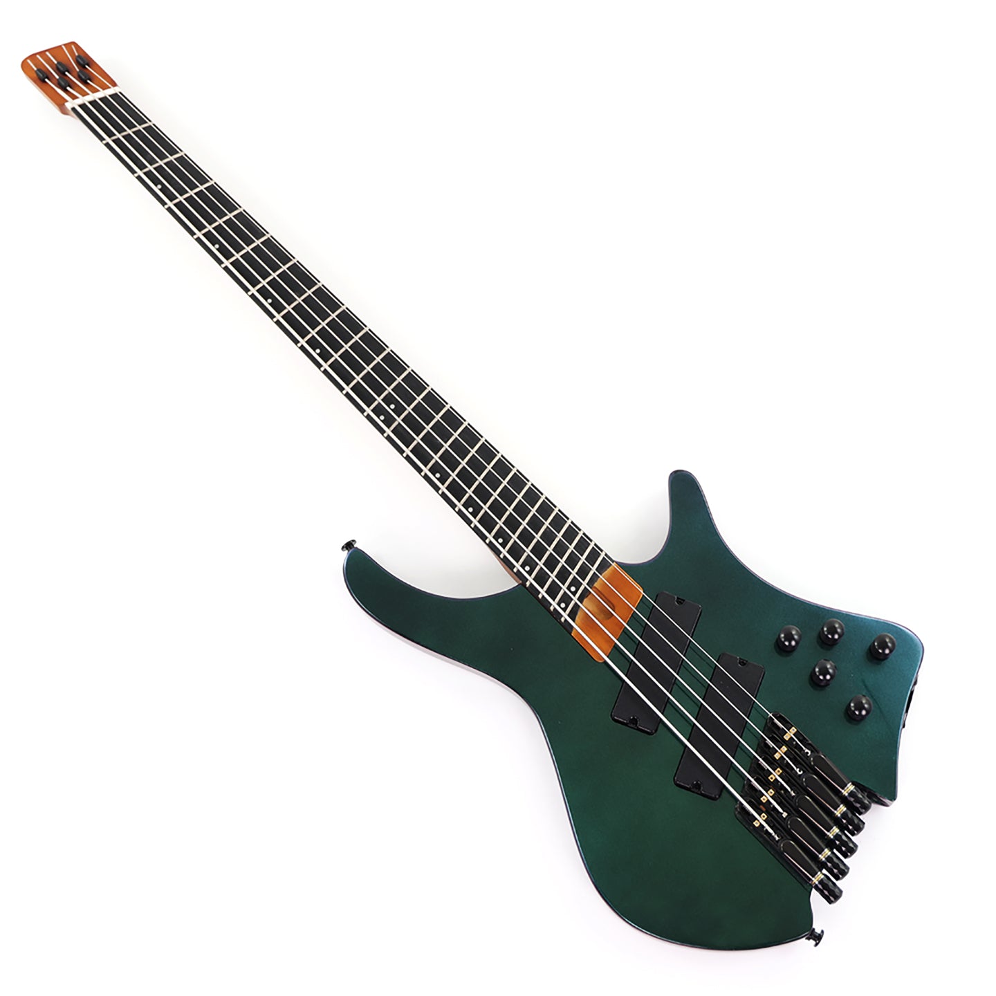 Headless 5-String Multiscale Fanned-Fret Bass Guitar with Gloss Color-Shifting Finish (LYM-299)