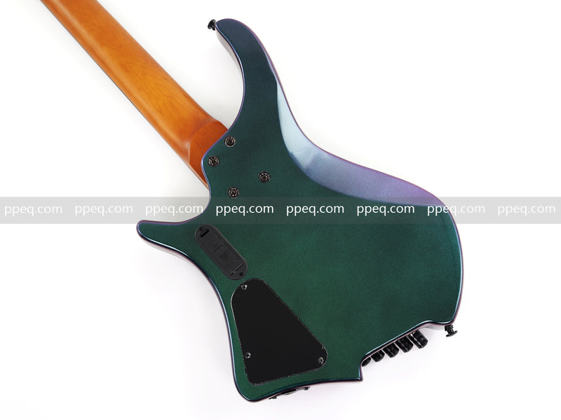Headless 5-String Multiscale Fanned-Fret Bass Guitar with Gloss Color-Shifting Finish (LYM-299)
