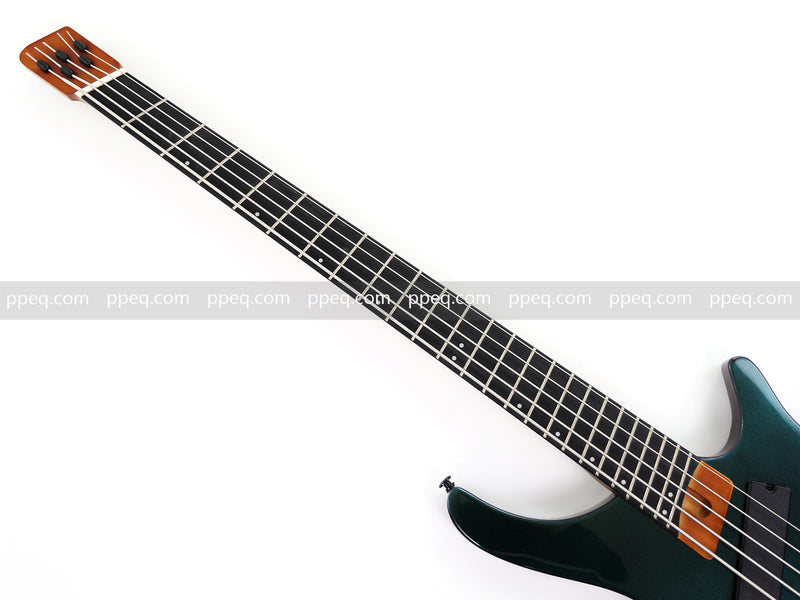 Headless 5-String Multiscale Fanned-Fret Bass Guitar with Gloss Color-Shifting Finish (LYM-299)
