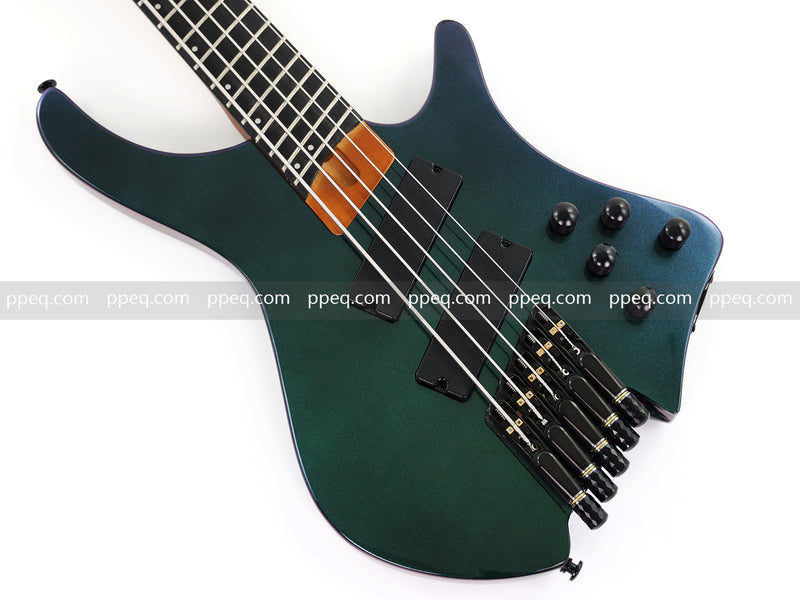 Headless 5-String Multiscale Fanned-Fret Bass Guitar with Gloss Color-Shifting Finish (LYM-299)