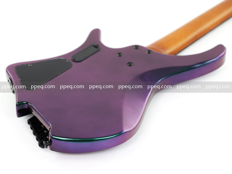 Headless 5-String Multiscale Fanned-Fret Bass Guitar with Gloss Color-Shifting Finish (LYM-299)