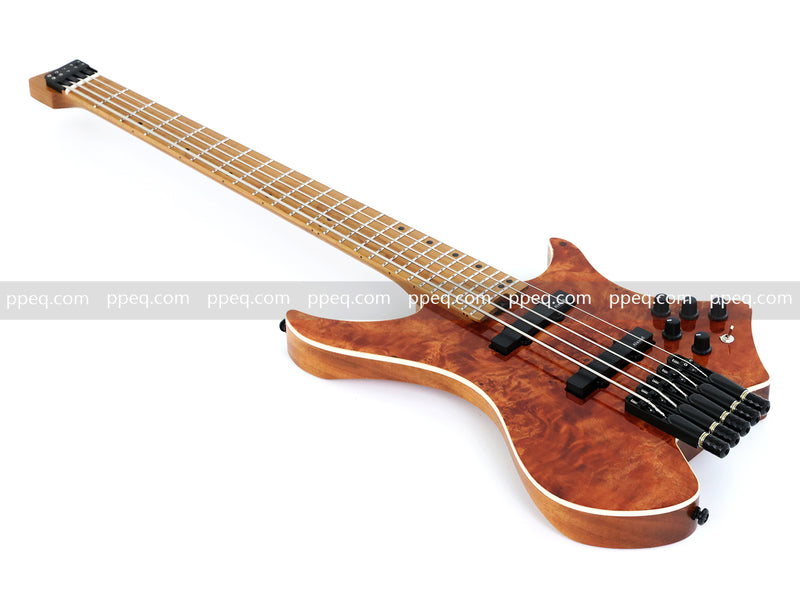 5-String Headless Electric Bass Guitar with Burl Maple Veneer Top (WTB-951)