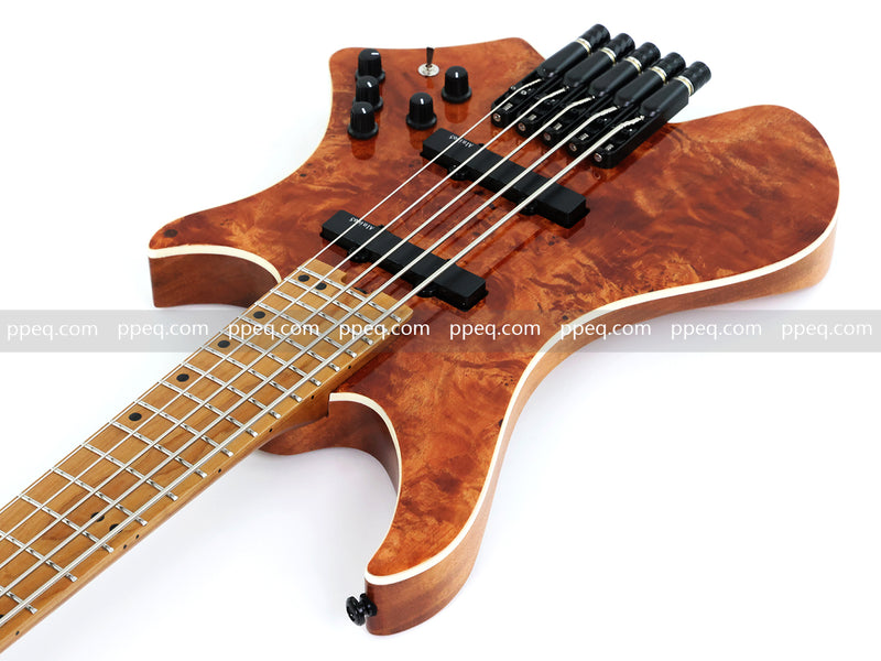 5-String Headless Electric Bass Guitar with Burl Maple Veneer Top (WTB-951)
