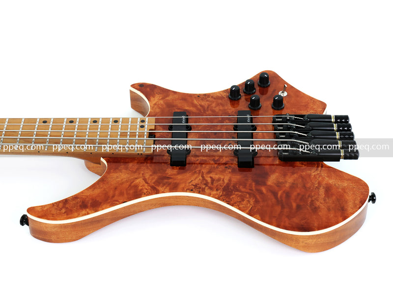 5-String Headless Electric Bass Guitar with Burl Maple Veneer Top (WTB-951)