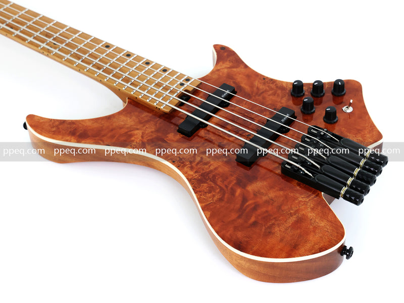 5-String Headless Electric Bass Guitar with Burl Maple Veneer Top (WTB-951)