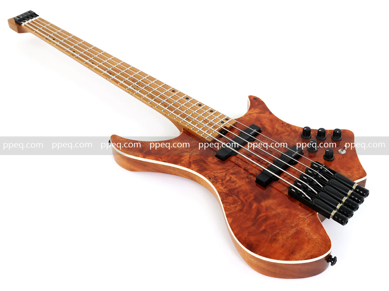 5-String Headless Electric Bass Guitar with Burl Maple Veneer Top (WTB-951)