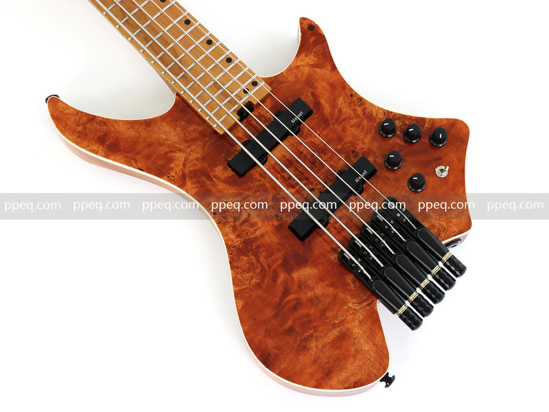 5-String Headless Electric Bass Guitar with Burl Maple Veneer Top (WTB-951)