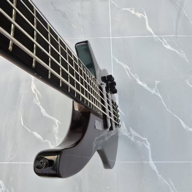 Headless 5-String Multiscale Fanned-Fret Bass Guitar with Gloss Color-Shifting Finish (LYM-299)