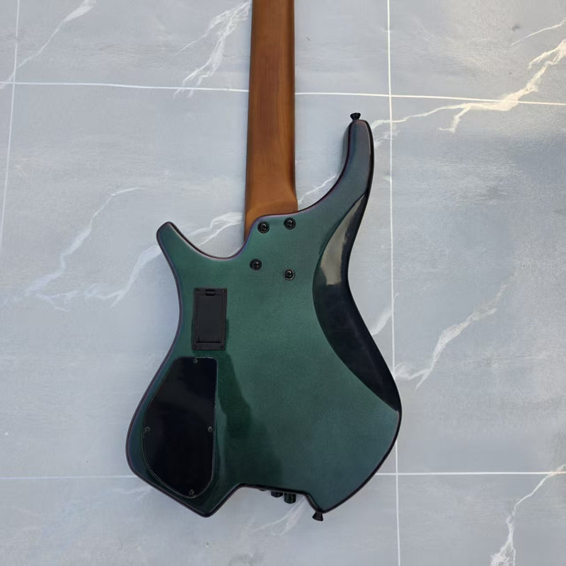 Headless 5-String Multiscale Fanned-Fret Bass Guitar with Gloss Color-Shifting Finish (LYM-299)