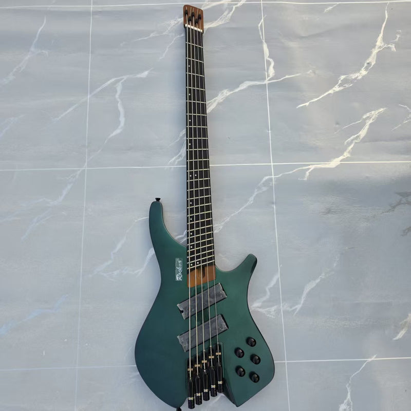 Headless 5-String Multiscale Fanned-Fret Bass Guitar with Gloss Color-Shifting Finish (LYM-299)